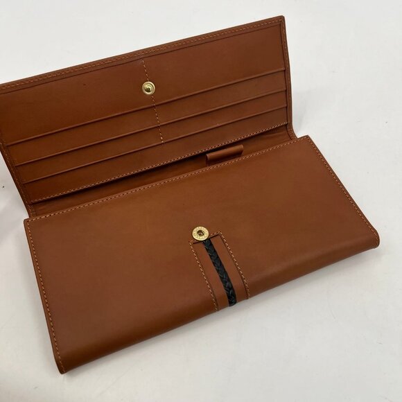 Troya Brown Leather Wallet | Gold Hardware & Braided Detail - Picture 5 of 7